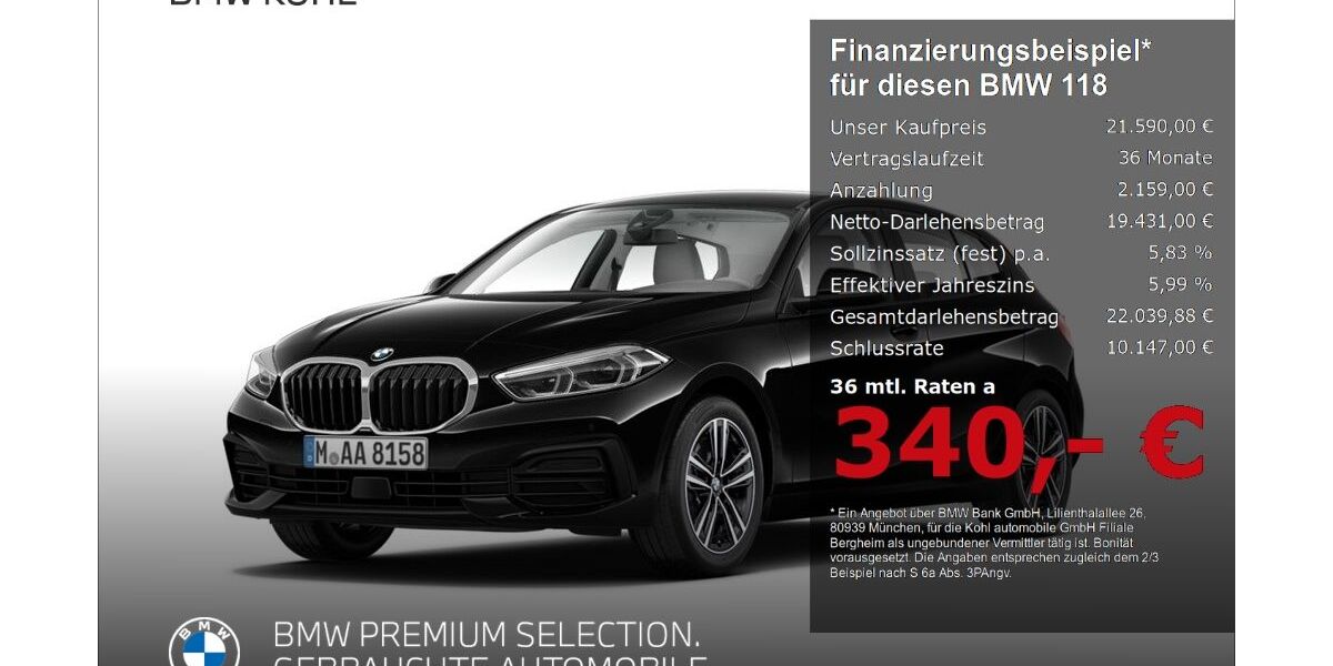 BMW 118 33.894 km 21.590 &euro; Bergheim 50126