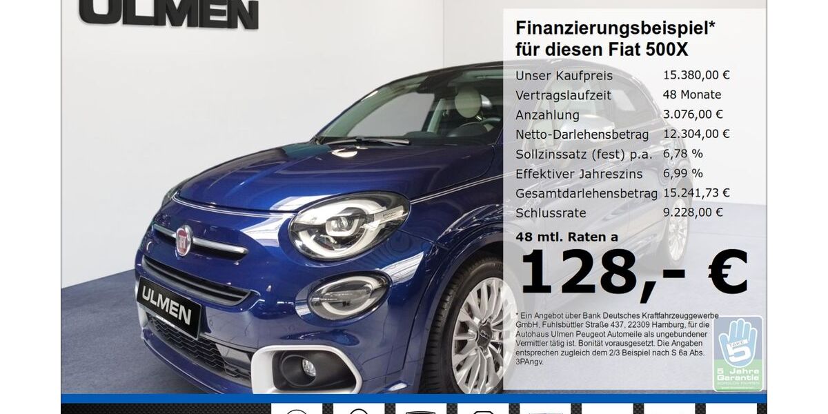 Fiat 500X 93.448 km 15.380 &euro; Düsseldorf 40233